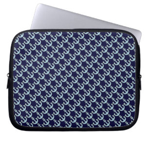 Funda Para Portátil patrón de anclaje náutico de barco azul
