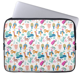 Funda Para Portátil Patrón de animales de la jungla, suave y colorido