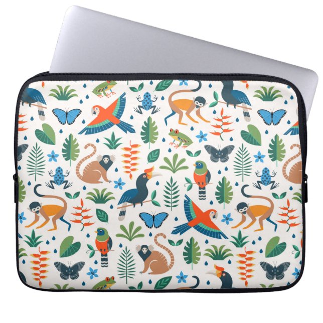Funda Para Portátil Patrón de animales de selva tropical (Frente)