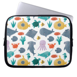 Funda Para Portátil Patrón de animales oceánicos de color de agua suav