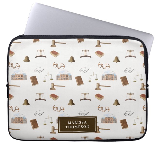 Funda Para Portátil Patrón de antigüedades legales Gavel (Frente)