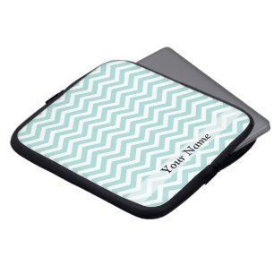 Funda Para Portátil Patrón de Aqua y Chevron gris