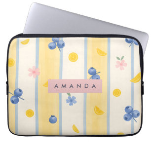 Funda Para Portátil Patrón de arándano y limón Pastel personalizado