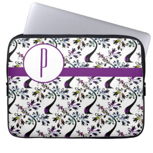 Funda Para Portátil Patrón de árbol arcoiris monograma inicial persona