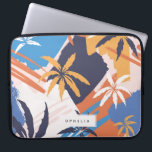 Funda Para Portátil Patrón de árbol de palmas de verano colorido abstr<br><div class="desc">Pintura abstracta de colorido y brillante patrón de palmera de verano,  manga personalizada para portátil. Funciones de diseño,  una única línea de texto de plantilla para su nombre en un marco de capas rectangular.</div>