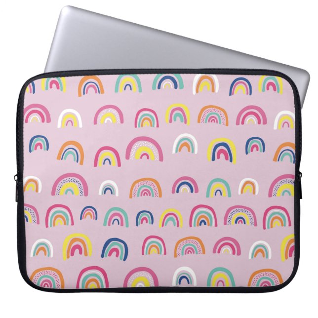 Funda Para Portátil Patrón de arco iris rosado (Frente)