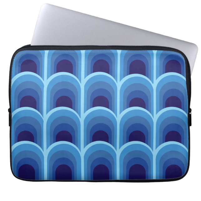Funda Para Portátil Patrón de Arcos de Gradiente Azul Moderno  (Frente)