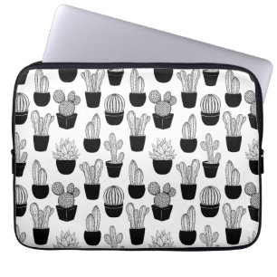 Funda Para Portátil Patrón de arte de la línea negra de Cacti