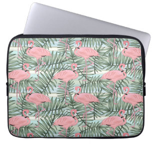 Funda Para Portátil Patrón de arte de las hojas de palma de color rosa