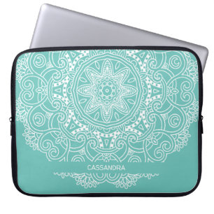 Funda Para Portátil Patrón De Arte De Mandala personalizado En Azul Ve