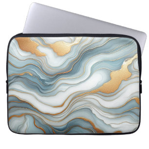 Funda Para Portátil Patrón de arte de mármol gris azul de oro verde az