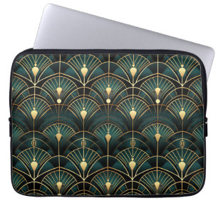 Funda Para Portátil Patrón de arte esmeralda y oro