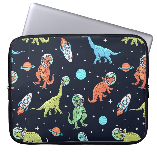 Funda Para Portátil Patrón de Astronautas de Dinosaurios Infantiles (Frente)