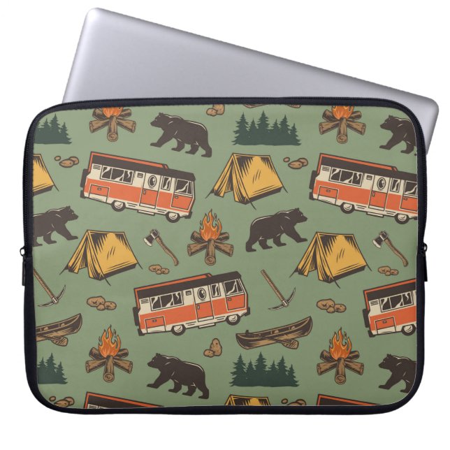 Funda Para Portátil Patrón de aventuras de los Campamentos Domésticos (Frente)