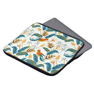 Funda Para Portátil Patrón de aves exóticas tropicales y hojas