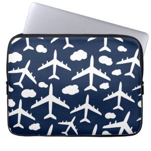 Funda Para Portátil Patrón de aviones de vuelo azul