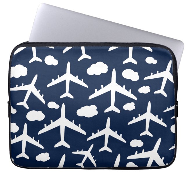 Funda Para Portátil Patrón de aviones de vuelo azul (Frente)