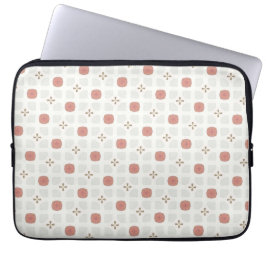 Funda Para Portátil Patrón de baldosas geométricas florales rojas y be