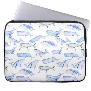 Funda Para Portátil Patrón de ballena azul color agua