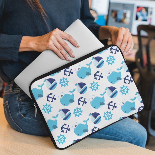 Funda Para Portátil Patrón de ballenas, ballenas ricas, ballenas azule (Subido por el creador)