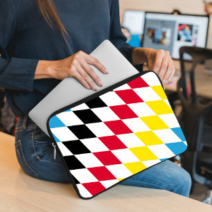 Funda Para Portátil Patrón de bandera de diamante azul amarillo rojo n
