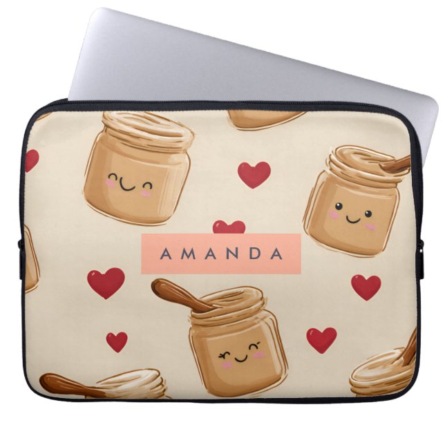 Funda Para Portátil Patrón de barra de maní adorable personalizado (Frente)