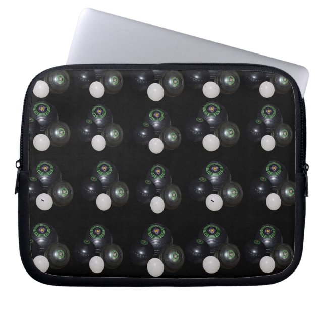 Funda Para Portátil Patrón De Bolas De Césped Blanco Y Negro. (Frente)