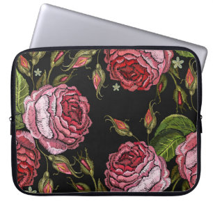 Funda Para Portátil Patrón de bordado rosa rojo vintage