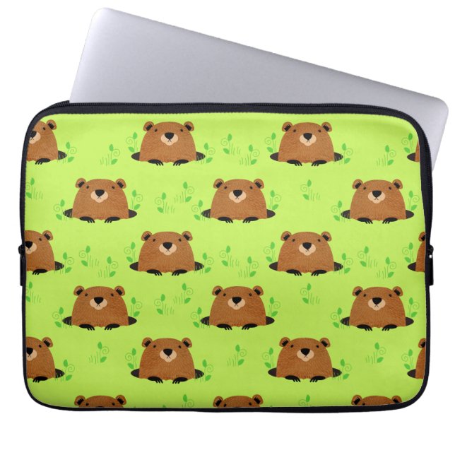 Funda Para Portátil Patrón de bosque adorable Groundhog (Frente)