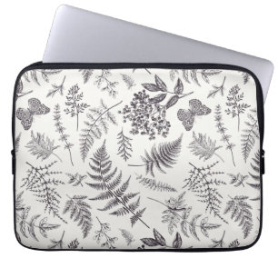 Funda Para Portátil Patrón de botánica y mariposa de época