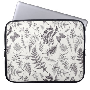Funda Para Portátil Patrón de botánica y mariposa de época