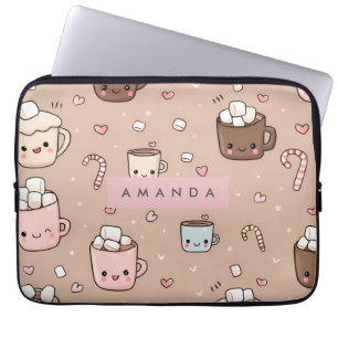 Funda Para Portátil Patrón de Cacao Caliente Adorable Personalizado