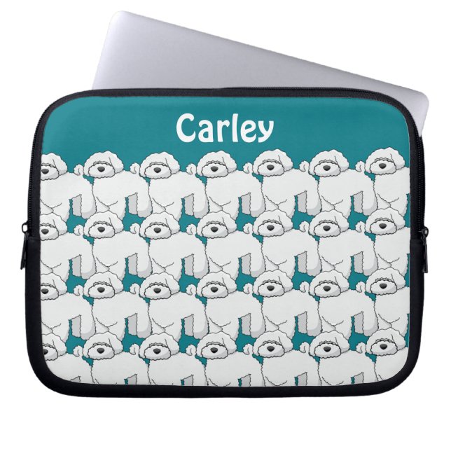Funda Para Portátil Patrón de cachorro blanco flotante personalizado (Frente)