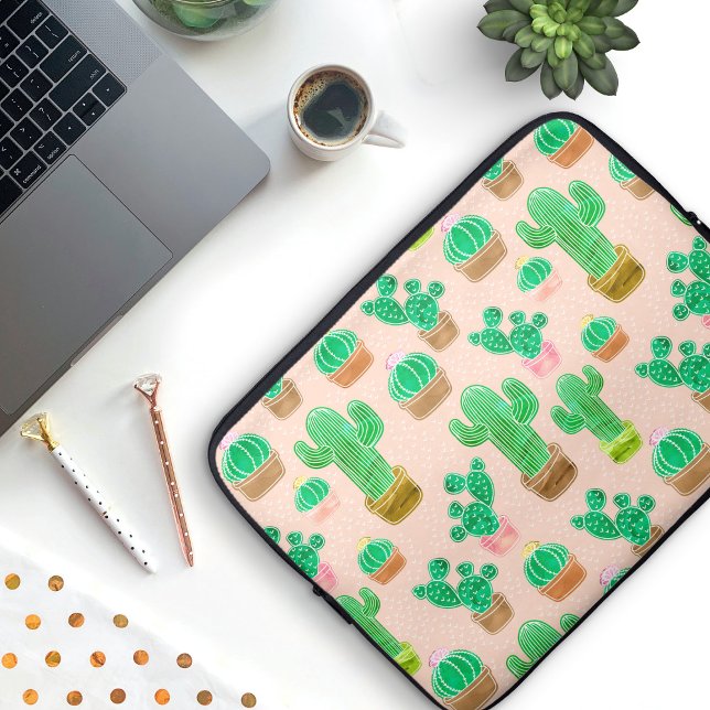 Funda Para Portátil Patrón de cactus pulido de mano (Cactus Pattern Laptop Case)