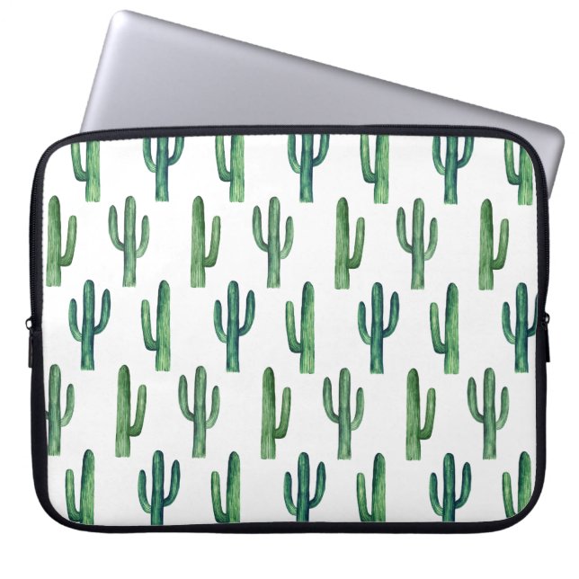 Funda Para Portátil Patrón de cactus verde acuarela. Cactus verdes (Frente)