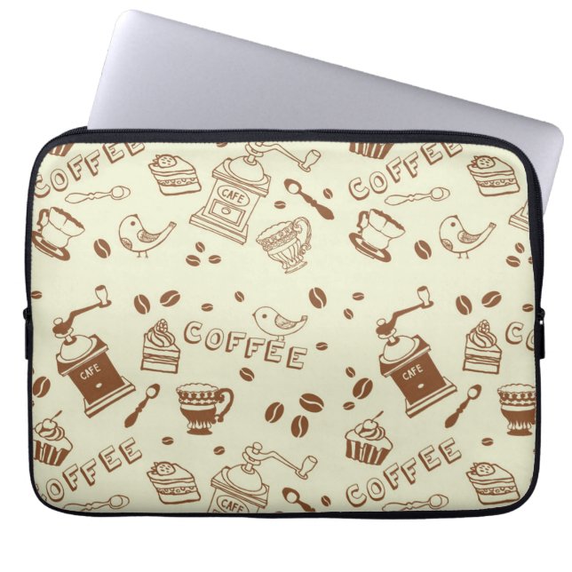 Funda Para Portátil Patrón de café (Frente)