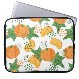 Funda Para Portátil Patrón de calabaza de acuarela vintage sin foco. V