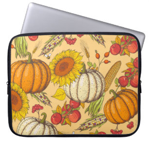 Funda Para Portátil Patrón de calabaza y hojas de arce.