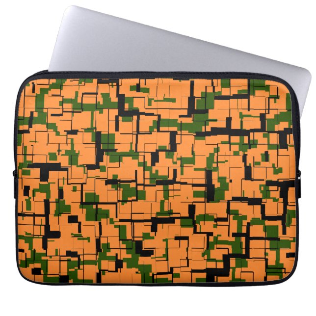 Funda Para Portátil Patrón de camo digital verde amarillo (Frente)