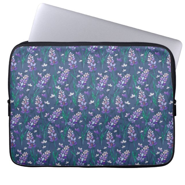 Funda Para Portátil Patrón de campos de lavanda en morado (Frente)