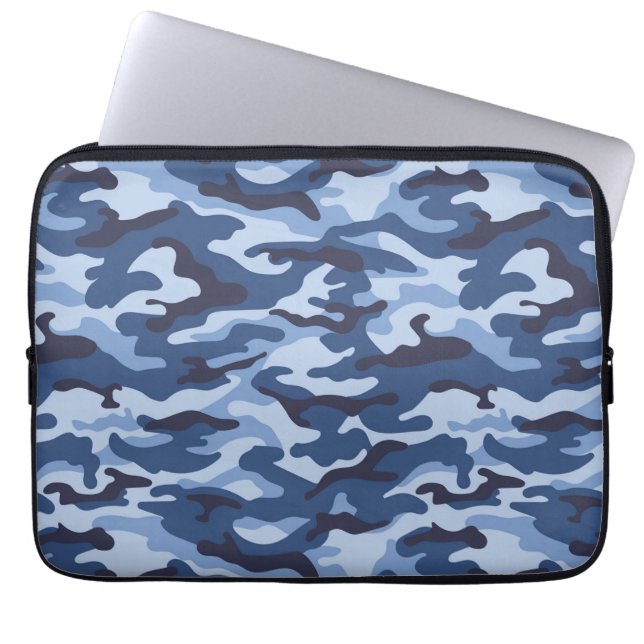 Funda Para Portátil Patrón de camuflaje azul oscuro (Frente)
