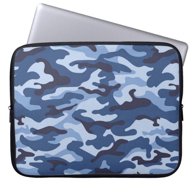 Funda Para Portátil Patrón de camuflaje azul oscuro (Frente)