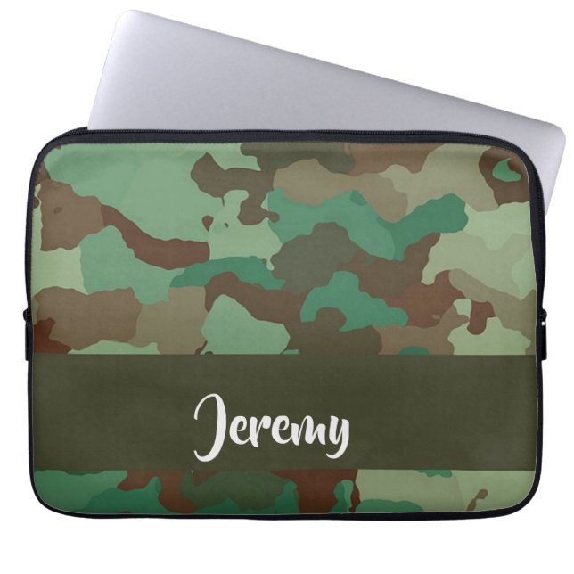 Funda Para Portátil Patrón de camuflaje de nombre personalizado (Frente)