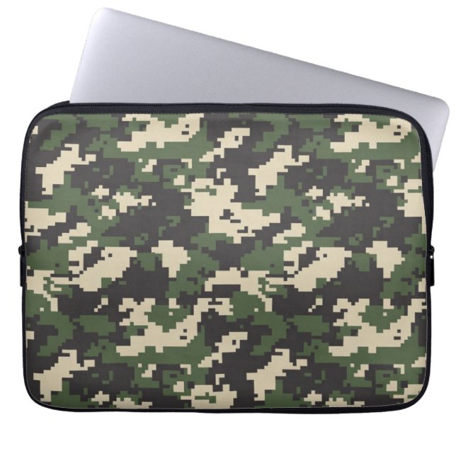 Funda Para Portátil Patrón de Camuflaje Digital Verde (Frente)