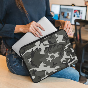 Funda Para Portátil Patrón de camuflaje gris, patrón militar, ejército