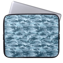 Funda Para Portátil Patrón de camuflaje pixelado militar azul