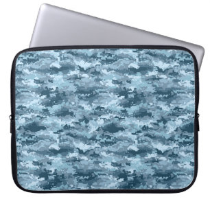 Funda Para Portátil Patrón de camuflaje pixelado militar azul