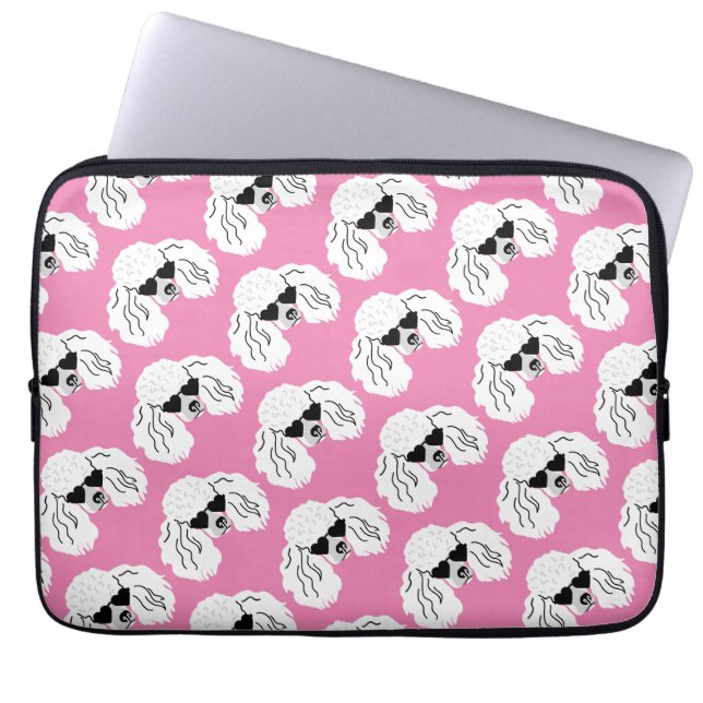 Funda Para Portátil Patrón de Caniche Rosa Lindo (Frente)