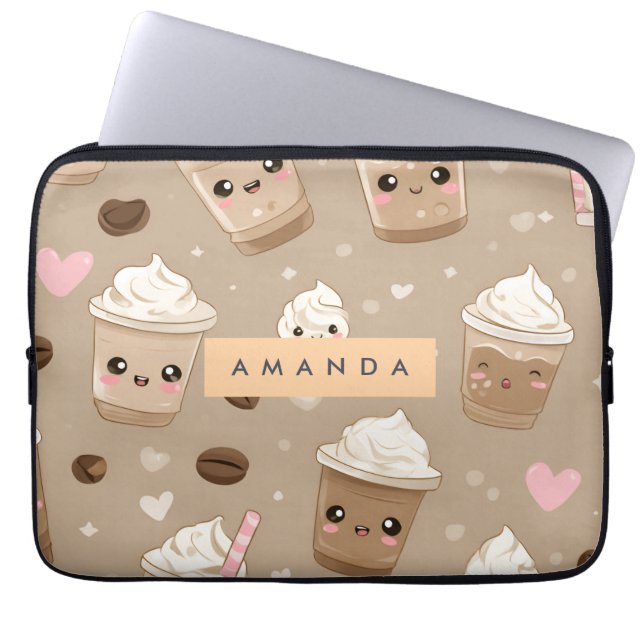 Funda Para Portátil Patrón de cappuccino personalizado (Frente)