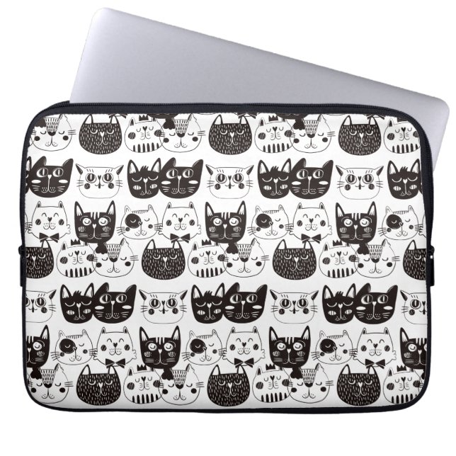 Funda Para Portátil Patrón de caras de gato loco (Frente)